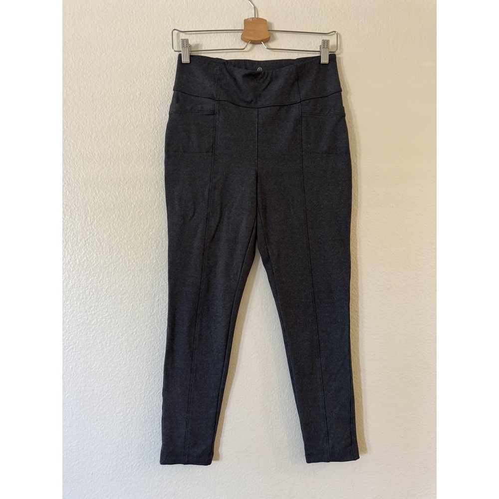 T By Talbots Leggings Womens MP Petite Gray High Rise Ankle Pockets Knit